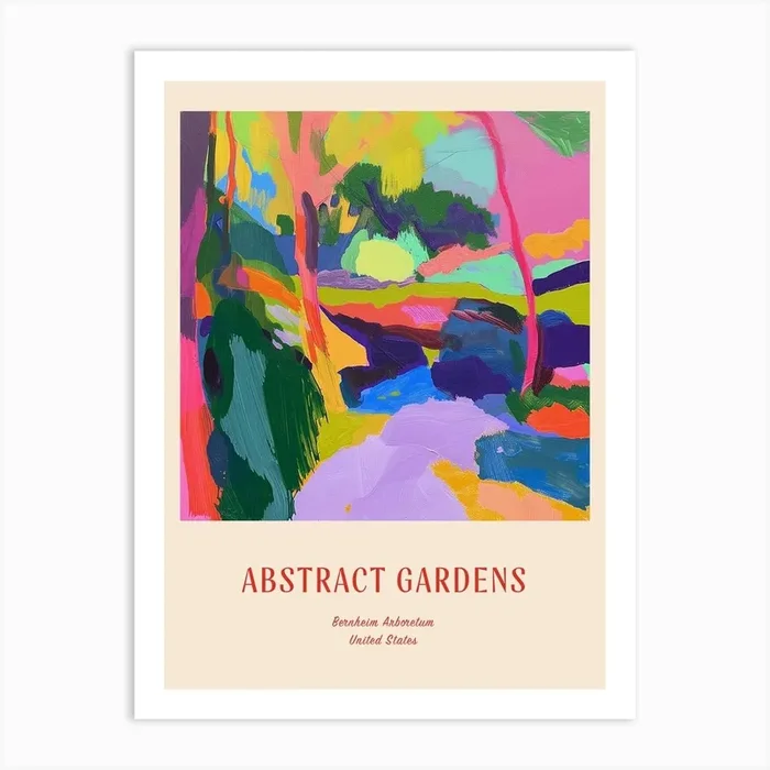 Colourful Gardens Bernheim Arboretum And Research Forest Usa 1 Red Poster Art Print by Hue Horizons Art Prints