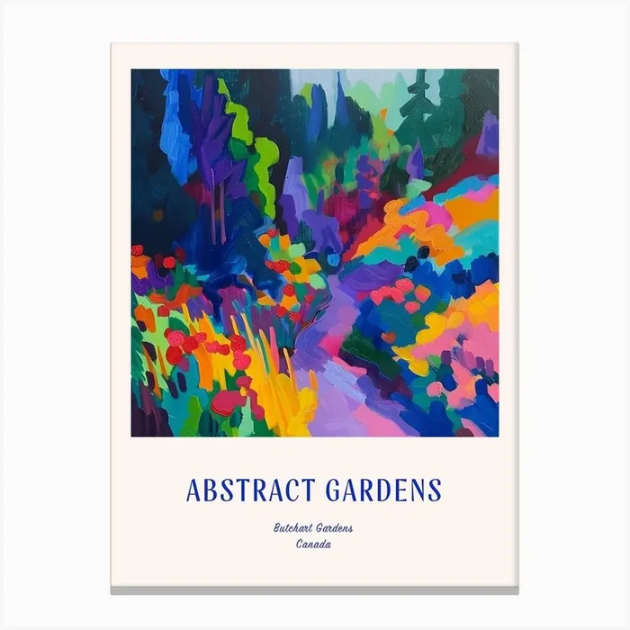 Colourful Gardens Butchart Gardens Canada 1 Blue Poster Canvas Print by Hue Horizons Art Prints