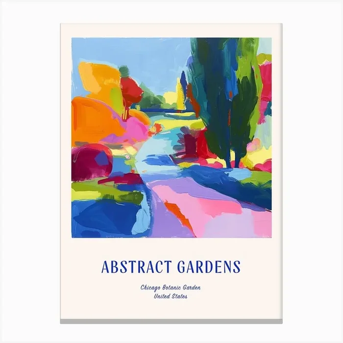 Colourful Gardens Chicago Botanic Garden Usa 1 Blue Poster Canvas Print by Hue Horizons Art Prints