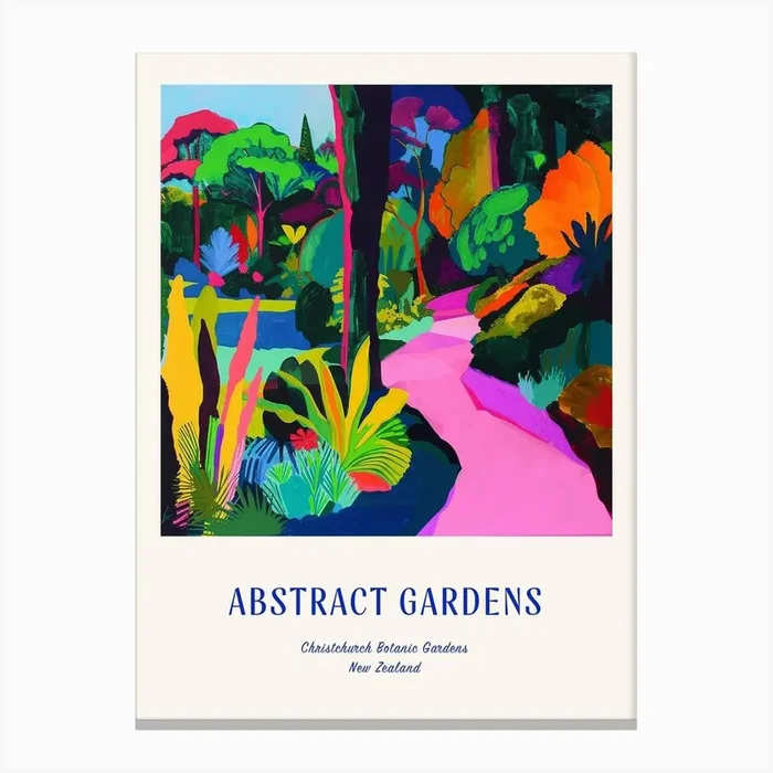 Colourful Gardens Christchurch Botanic Gardens New Zealand 1 Blue Poster Canvas Print by Hue Horizons Art Prints