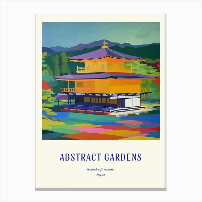 Colourful Gardens Ginkaku Ji Temple Japan 8 Blue Poster Canvas Print by Hue Horizons Art Prints