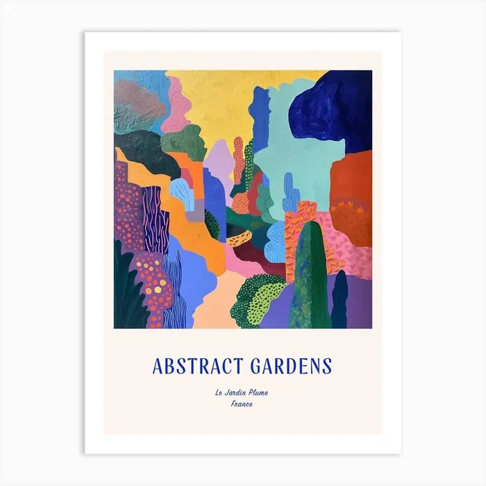 Colourful Gardens Le Jardin Plume France Blue Poster Art Print by Hue Horizons Art Prints