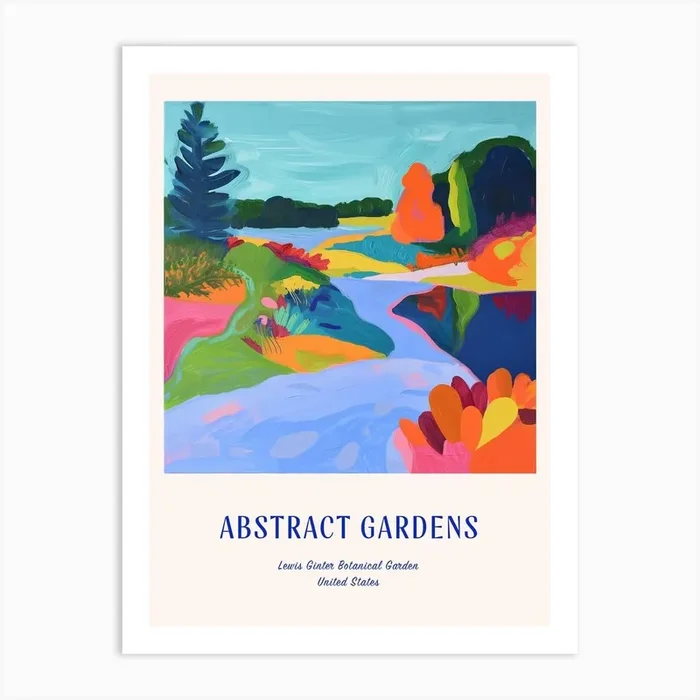 Colourful Gardens Lewis Ginter Botanical Garden Usa 2 Blue Poster Art Print by Hue Horizons Art Prints