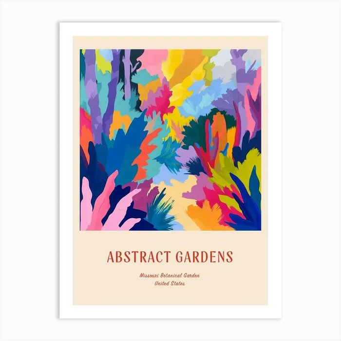 Colourful Gardens Missouri Botanical Garden Usa 4 Red Poster Art Print by Hue Horizons Art Prints