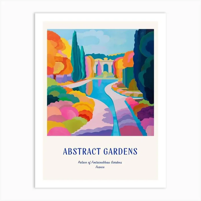 Colourful Gardens Palace Of Fontainebleau Gardens France 1 Blue Poster Art Print by Hue Horizons Art Prints