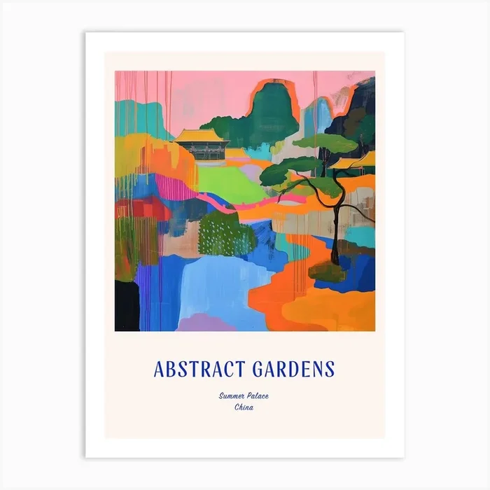 Colourful Gardens Summer Palace China 4 Blue Poster Art Print by Hue Horizons Art Prints