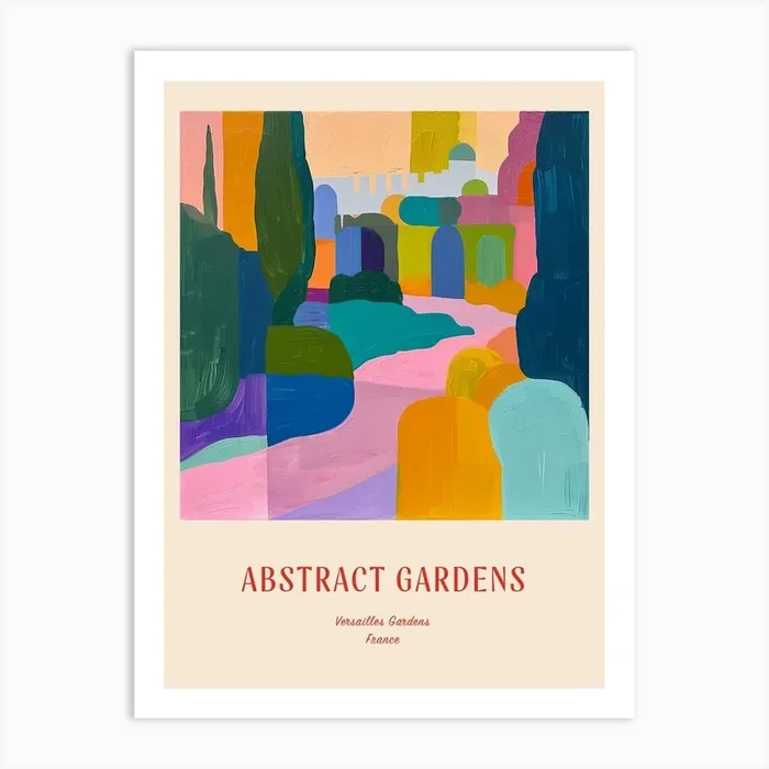 Colourful Gardens Versailles Gardens France 4 Red Poster Art Print by Hue Horizons Art Prints