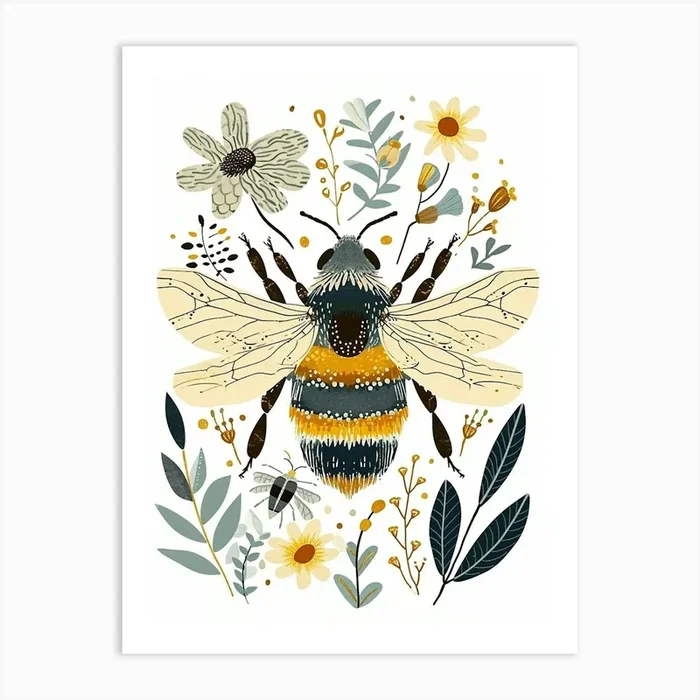 Colourful Insect Illustration Bee 13 Art Print by Ritual Art Prints