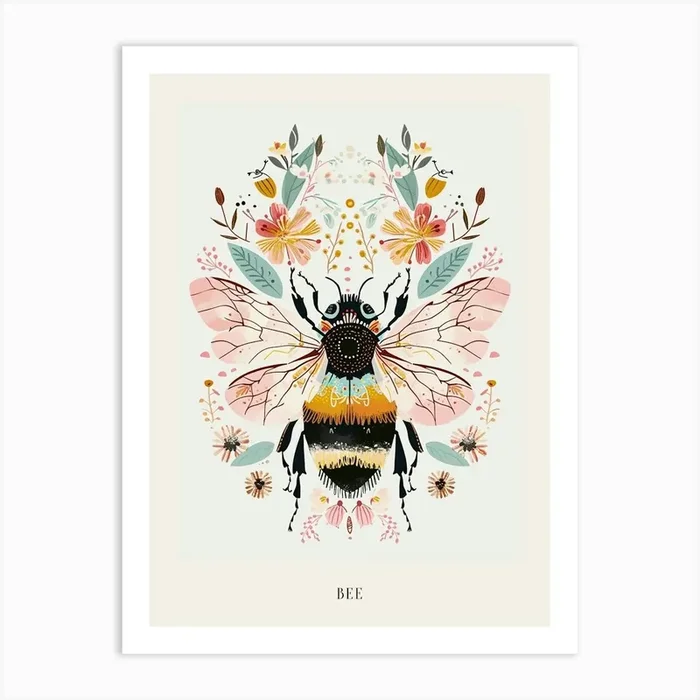 Colourful Insect Illustration Bee 14 Poster Art Print by Ritual Art Prints