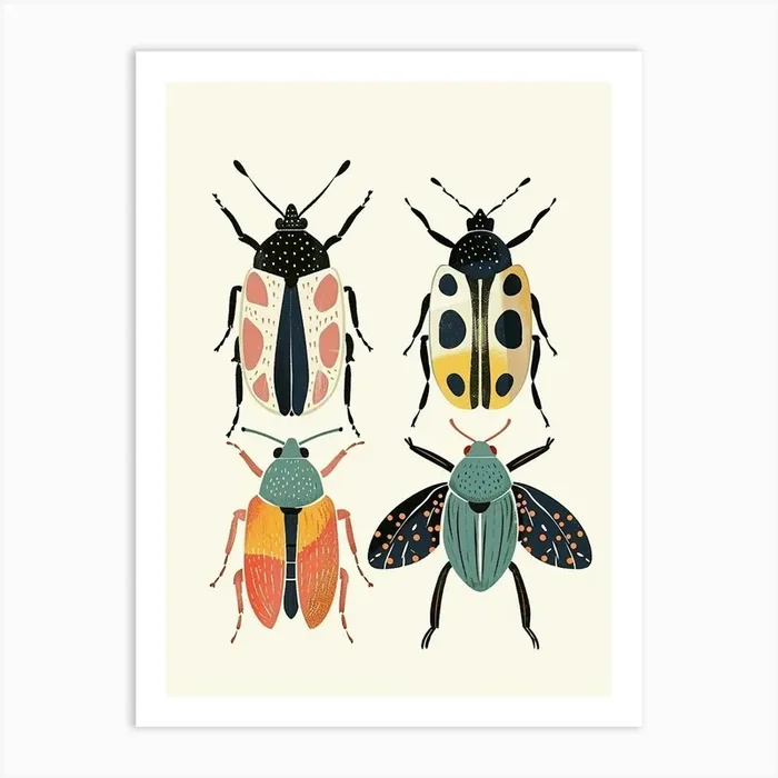 Colourful Insect Illustration Beetle 1 Art Print by Ritual Art Prints