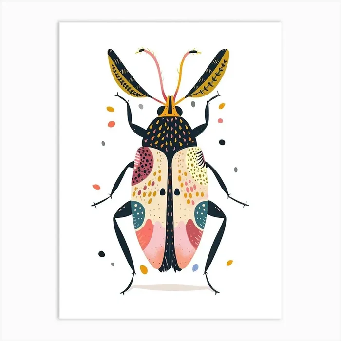 Colourful Insect Illustration Beetle 9 Art Print by Ritual Art Prints