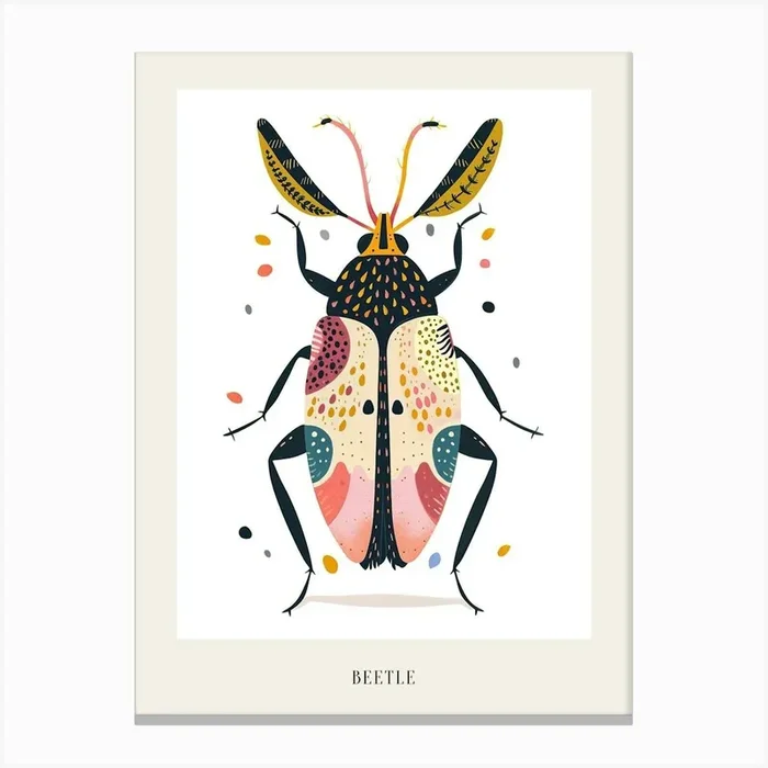 Colourful Insect Illustration Beetle 9 Poster Canvas Print by Ritual Art Prints