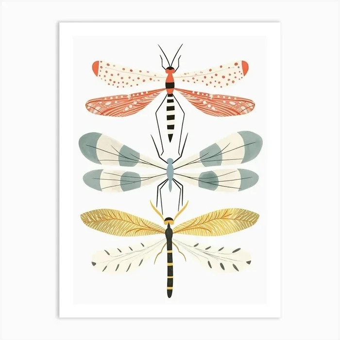 Colourful Insect Illustration Damselfly 11 Art Print by Ritual Art Prints