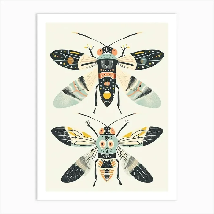 Colourful Insect Illustration Hornet 9 Art Print by Ritual Art Prints