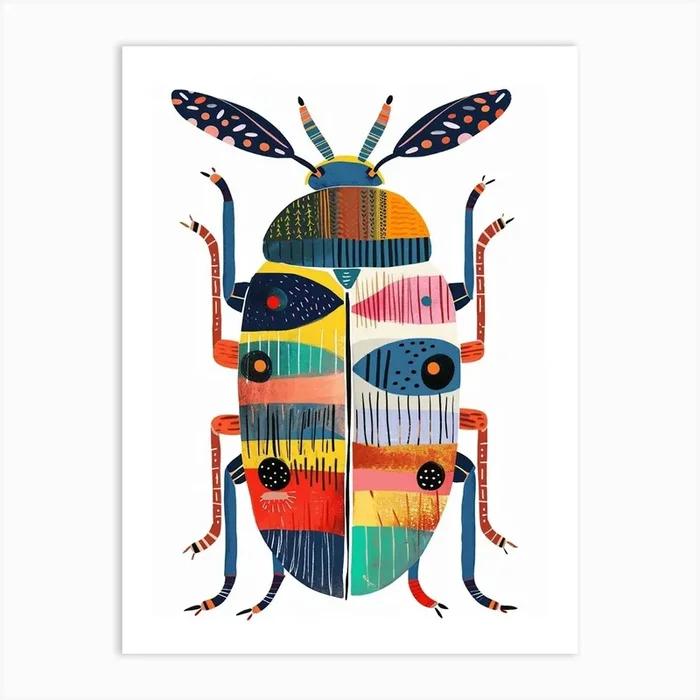Colourful Insect Illustration June Bug 5 Art Print by Ritual Art Prints