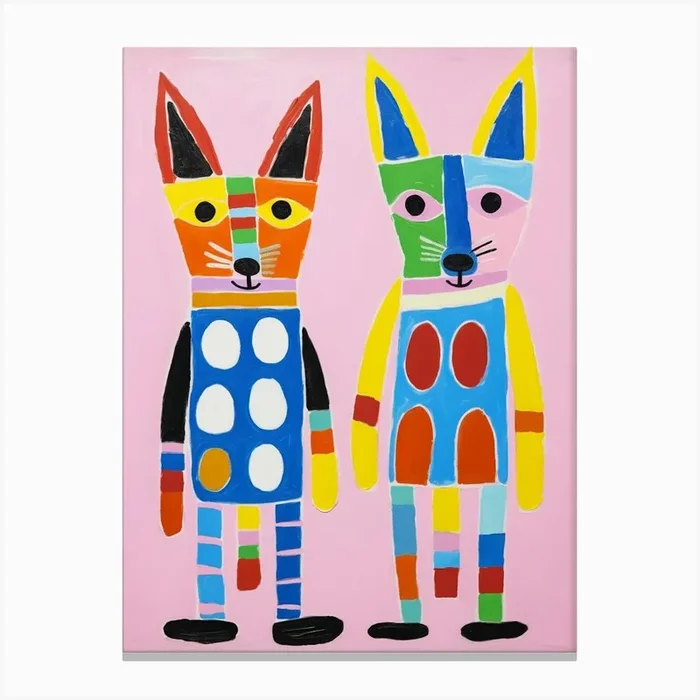 Colourful Kids Animal Art Jackal 2 Canvas Print by Scribble Studio