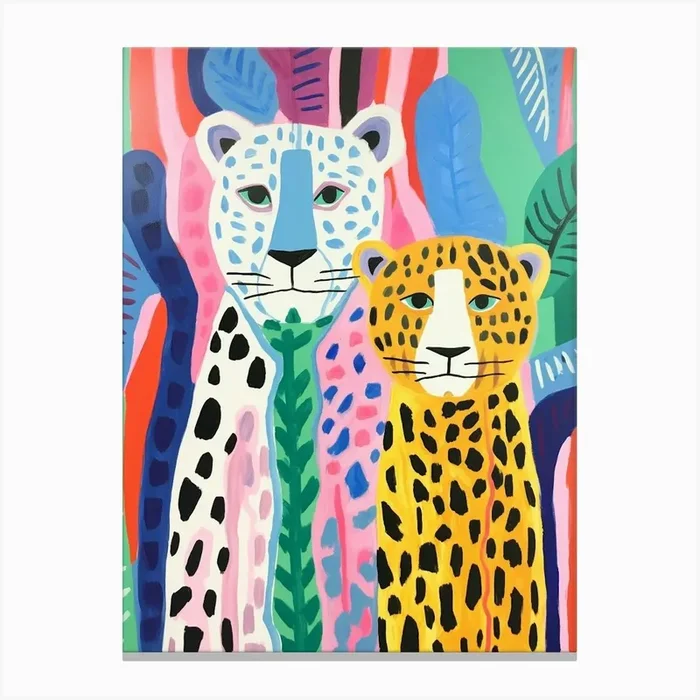Colourful Kids Animal Art Leopard 1 Canvas Print by Scribble Studio