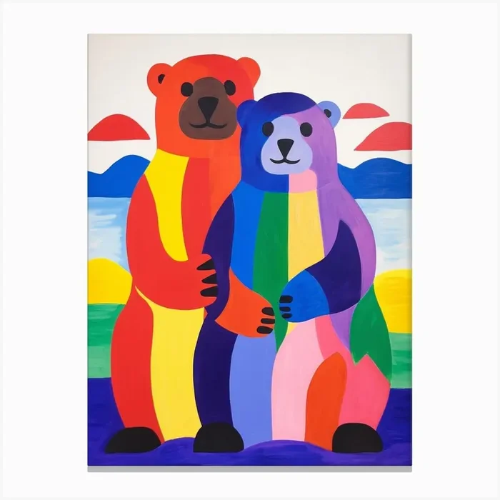 Colourful Kids Animal Art Sea Otter 1 Canvas Print by Scribble Studio