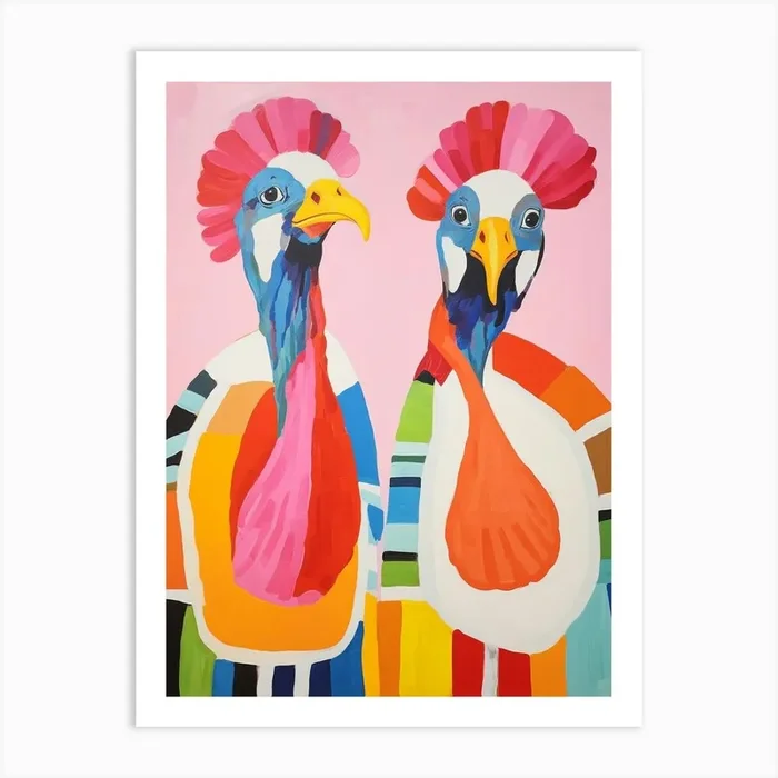 Colourful Kids Animal Art Turkey Art Print by Scribble Studio