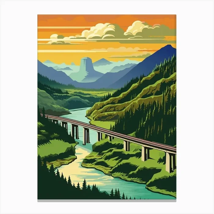 Columbia River Washington Retro Pop Art 1 Canvas Print by PixelPerfect