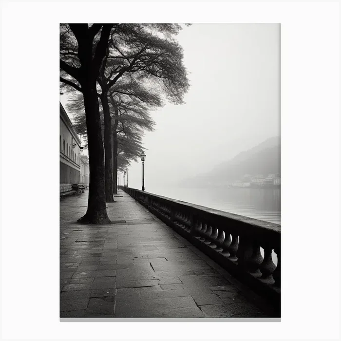 Como, Italy, Black And White Analogue Photography 4 Canvas Print by Monochrome Vistas