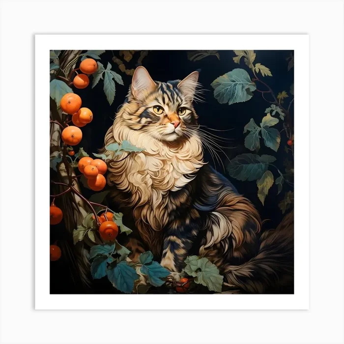 Contemporary Floral Cat 11 Art PrintSC by S.K. Coghlan