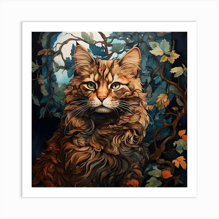 Contemporary Floral Cat 12 Art PrintSC by S.K. Coghlan