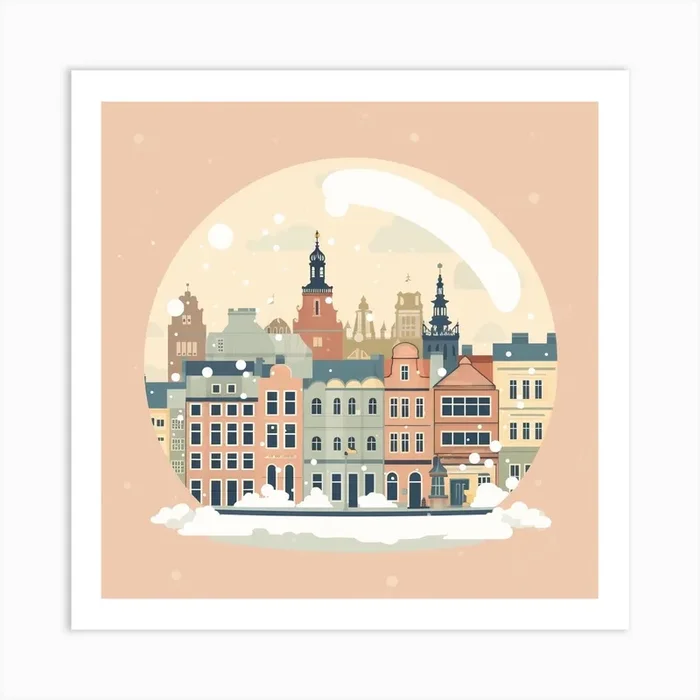 Copenhagen Denmark 4 Snowglobe Art Print by Bon Hiver Prints