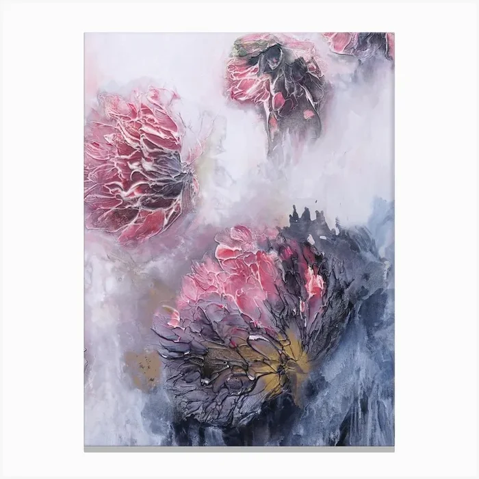 Coral Botanical Abstract Painting Canvas Print by Françoise Wattré