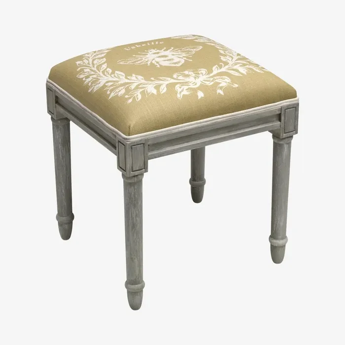 Cottage Vanity Stool – Tan / Grey – Linen – Bee by 123Creations