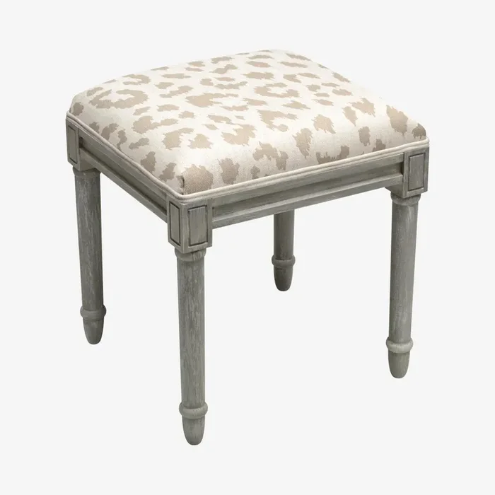 Cottage Vanity Stool – Taupe / Grey – Linen – Cheetah by 123Creations