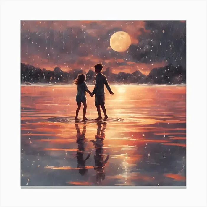Couple Holding Hands In The Water Canvas PrintAY by Apo Yazan