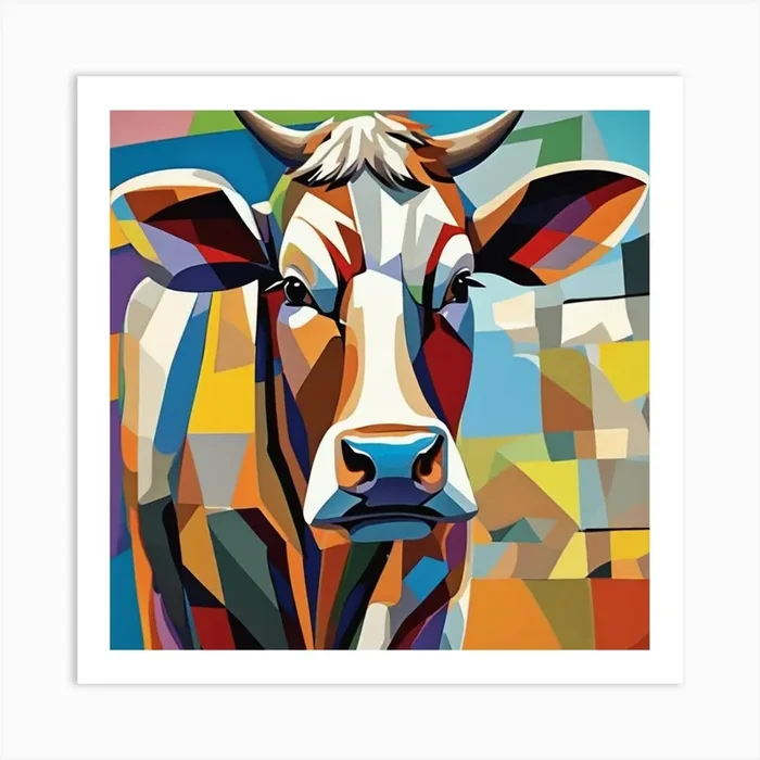 Cow Cubism Style Art PrintC by cdconcepts