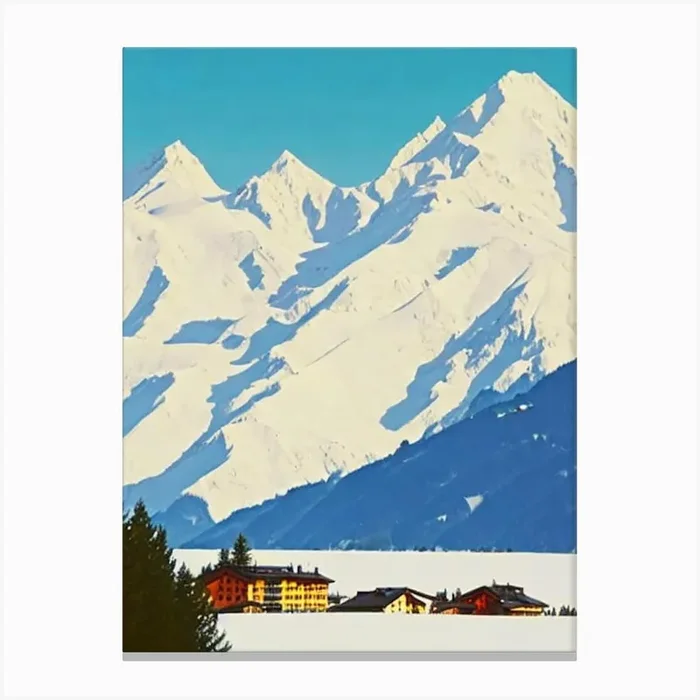 Crans Montana 2, Switzerland Midcentury Vintage Skiing Poster Canvas Print by Piste Posters