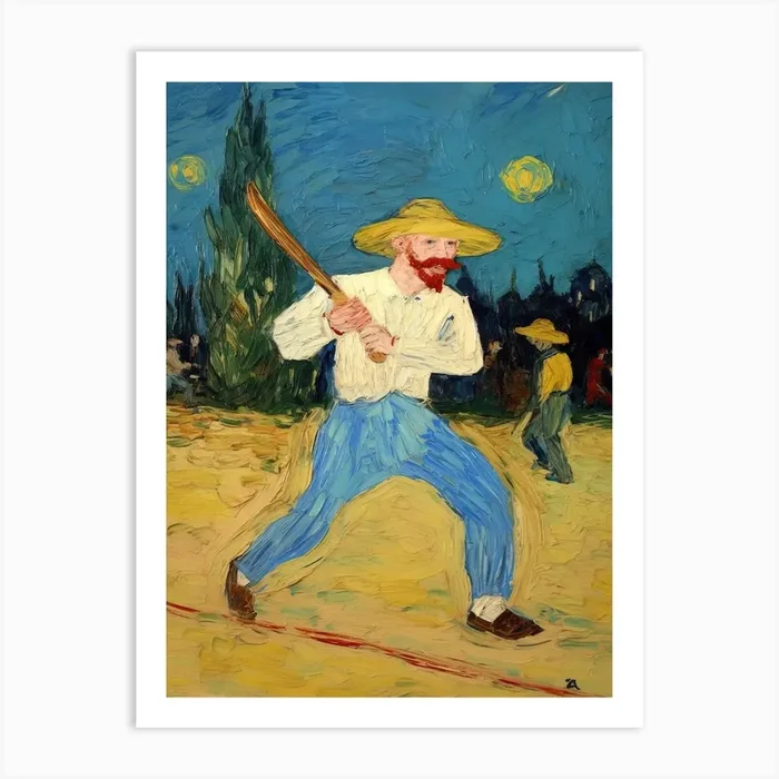 Cricket In The Style Of Van Gogh 1 Art Print by SportsArt Masters