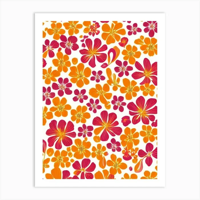 Crocus Floral Print Retro Pattern 2 Flower Art PrintPP by Petal Palette