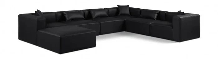 Cube 144 ” Vegan Leather Upholstered 7pc. Modular Sectional