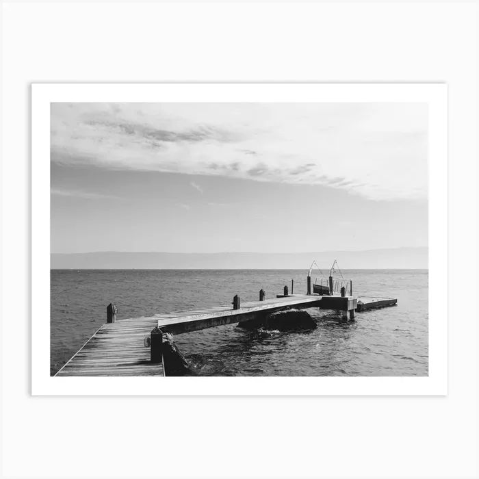 Curved Pier Art Print by Vitor Mazon