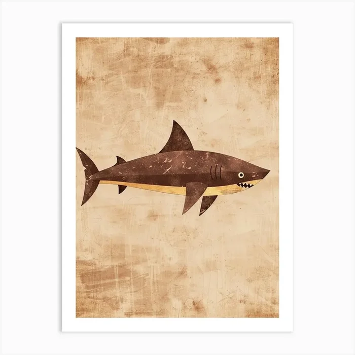 Cute Beige Tones Shark 2 Art Print by Energy of the Sea