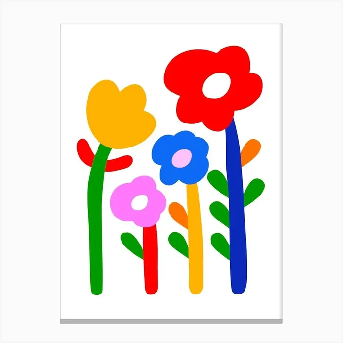 Cute Bold Minimal Kids Floral 1/3 Canvas Print by Dominique Vari