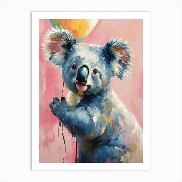 Cute Koala 1 With Balloon Art Print by Scribble Studio
