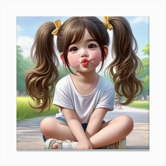 Cute Little Girl 1 Canvas PrintH by Hadeer