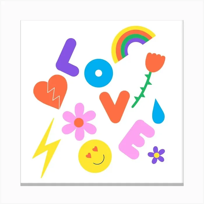 Cute Love Print Canvas Print by Emily Eldridge