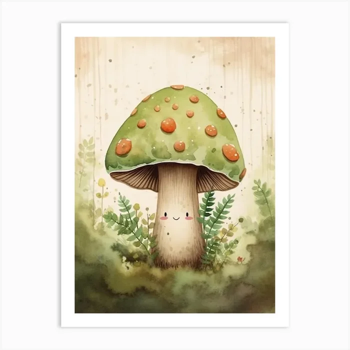 Cute Mushroom Nursery 12 Art Print by Enchanted Prints
