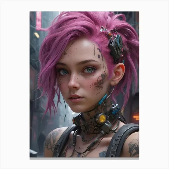 Cyberpunk Girl 1 Canvas Print by ontoseno