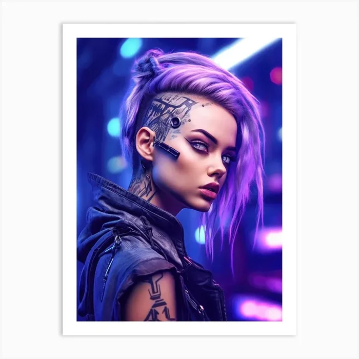 Cyberpunk Girl Portrait 1 Art Print by Lootprint