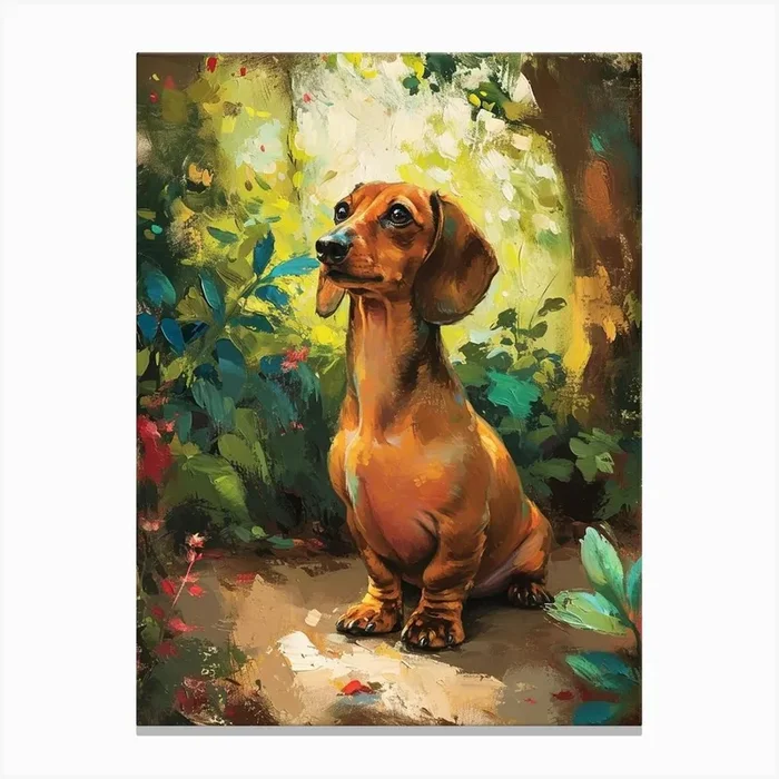Dachshund Acrylic Painting 4 Canvas Print by Woof and Whiskers