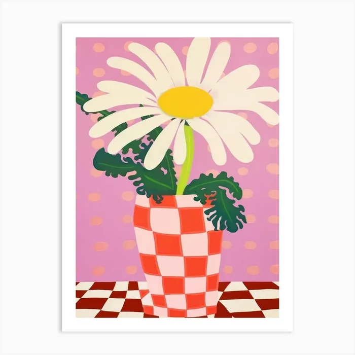Daisies Flower Vase 2 Art Print by Dreamy Seasons Art