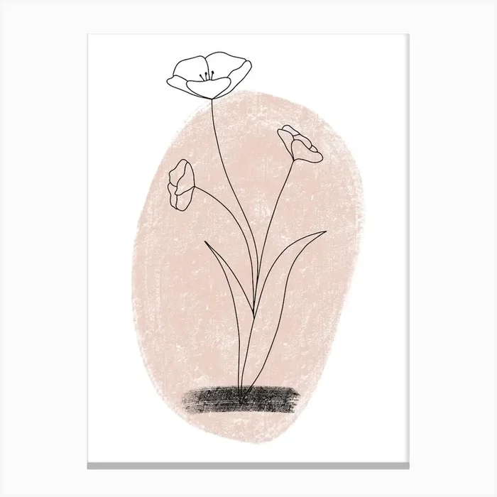 Dalia Chalk Pink Circle Flower Canvas Print by Nestory UK