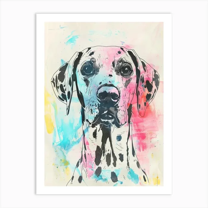 Dalmation Dog Pastel Line Illustration 2 Art Print by Woof and Whiskers